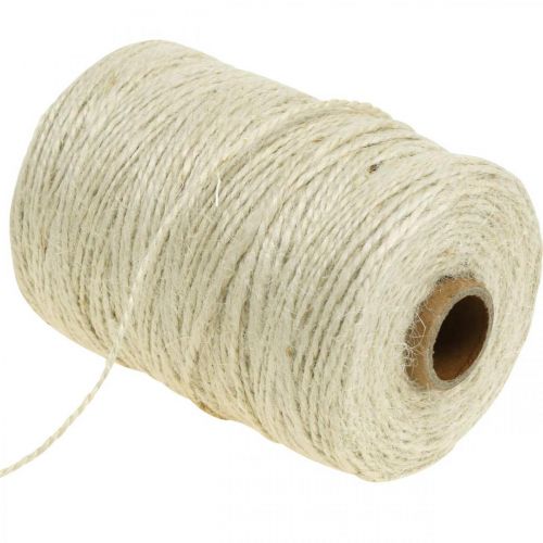 Article Cordon jute blanc, DIY, fil déco naturel, cordon déco Ø2mm L200m