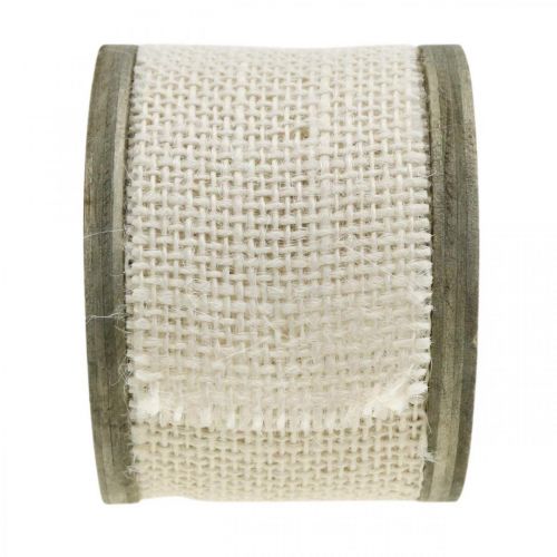 Floristik24 Ruban jute naturel, ruban déco, jute fibre naturelle blanchi, blanc L45mm L3m