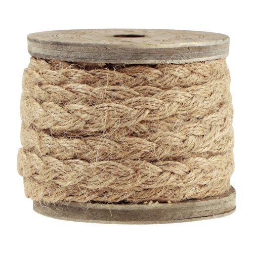 Floristik24 Ruban de jute tressé corde de jute bobine en bois naturel 10mm 6m