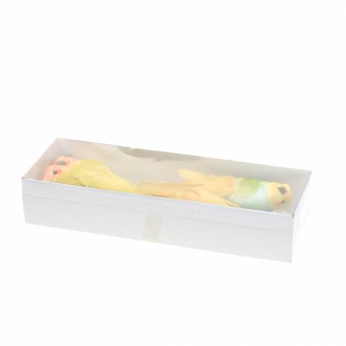 Floristik24 Cacatoès décoratif avec fil métallique vert jaune H13cm 4pcs