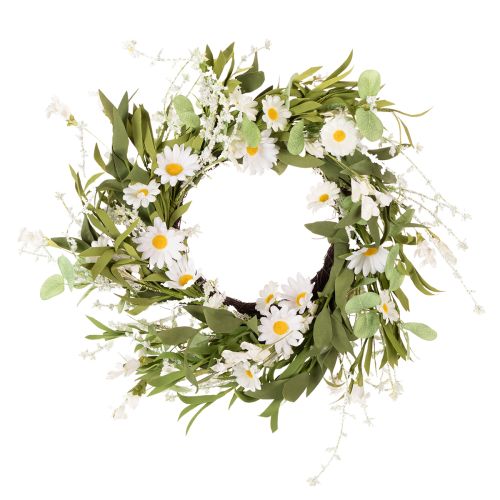 Couronne de marguerites artificielles, aspect naturel et résistante, pour la décoration de portes et de murs, 55 cm