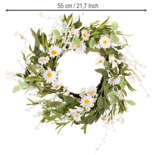 Article Couronne de marguerites artificielles, aspect naturel et résistante, pour la décoration de portes et de murs, 55 cm