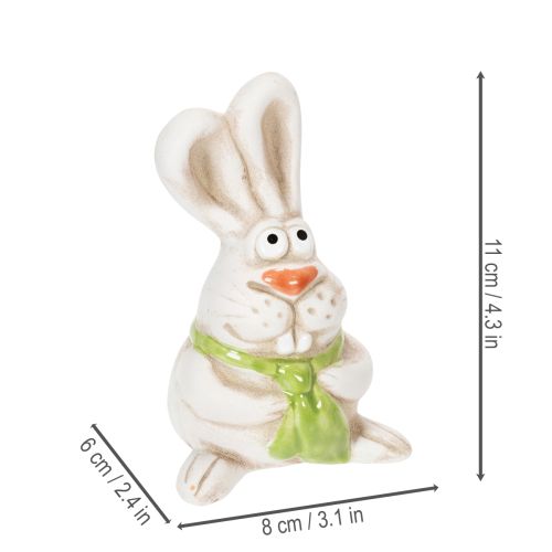 Article Figurines de lapins de Pâques, décorations en céramique peintes à la main, motif amusant pour la décoration de Pâques, 11 cm, lot de 4
