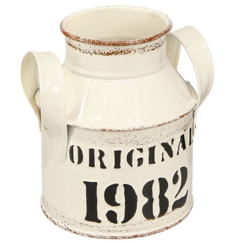Floristik24 Pichet Métal Décoration &quot;Original 1982&quot; Crème Rouille H13cm 2pcs