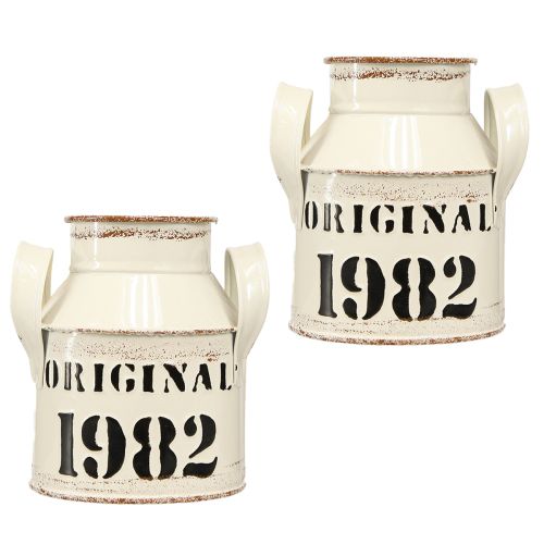 Article Pichet Métal Décoration "Original 1982" Crème Rouille H13cm 2pcs