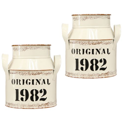 Article Pichet Métal Décoration "Original 1982" Crème Rouille H16cm 2pcs