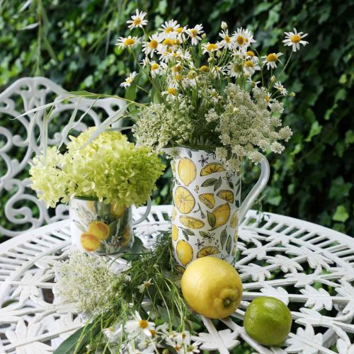 Floristik24 Verseuse émaillée, décor méditerranéen, verseuse motif citron H19,5cm Ø9cm