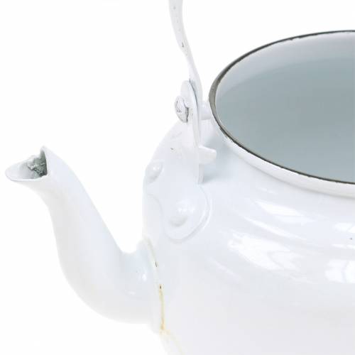 Article Jardinière théière décorative métal blanc Ø8.6cm H16cm