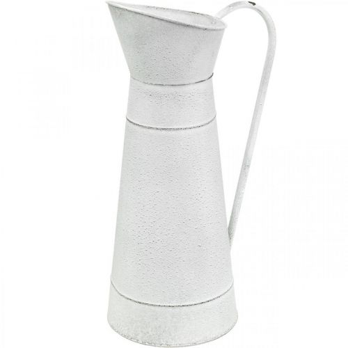 Floristik24 Pichet décoratif en métal pichet en métal blanc rustique Ø16,5cm H 41cm