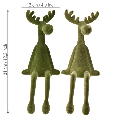 Article Élan Figurine bord d’étagère Vert/vert foncé Assortis 31cm 2pcs