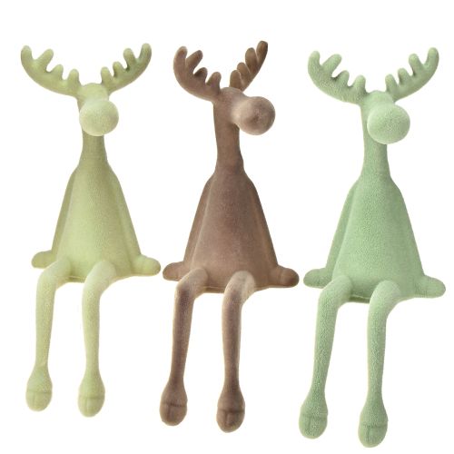 Élan Figurine bord d’étagère Vert marron menthe 31cm 3pcs