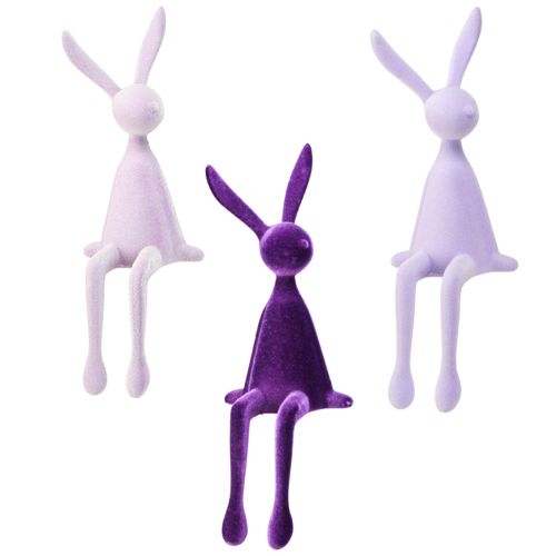 Floristik24 Lapin de Pâques Edge Sitter Bunny floqué violet – 2e choix – Lilas 36 cm 3 pièces