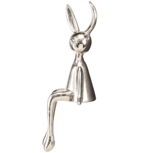 Article Tabouret Edge Rabbit Lapin de Pâques Métal Argenté 12×11×34cm