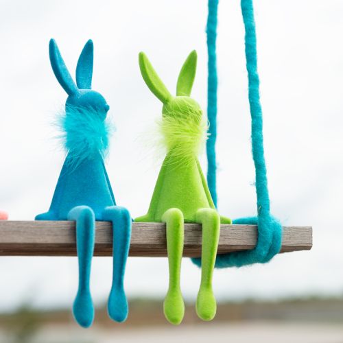 Article Lapin décoratif mignon pour Pâques, à poser sur un rebord de fenêtre, 36 cm, lot de 2