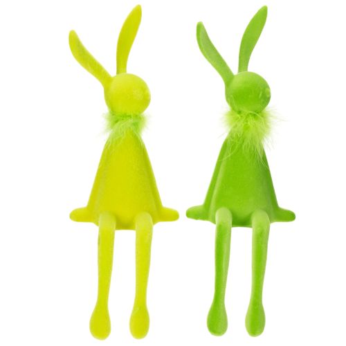 Article Lapin de Pâques décoratif à poser sur une étagère, 36 cm, lot de 2, idéal pour les décorations printanières festives.