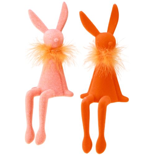 Floristik24 Lapin de Pâques à poser, figurine de lapin de Pâques assis pour Pâques et le printemps, 27 cm, lot de 2