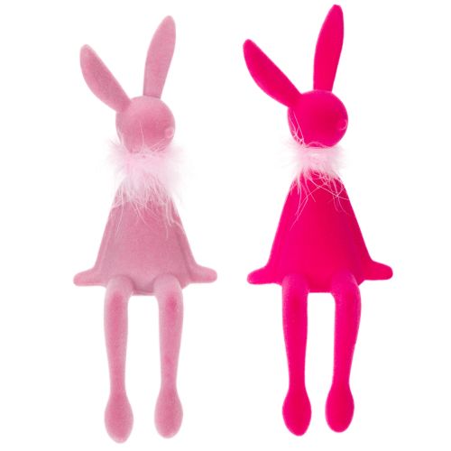 Figurine de lapin de Pâques avec boa en plumes, à poser sur une étagère, figurine décorative de Pâques, 27 cm, 2 pièces