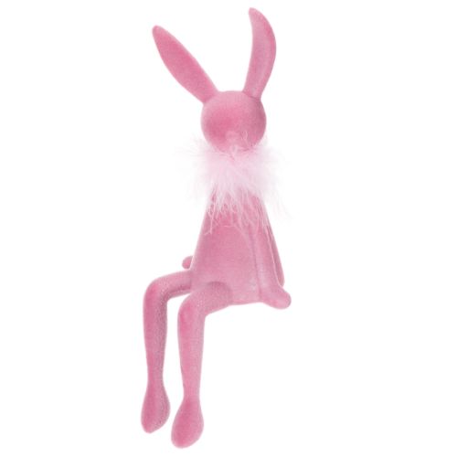 Article Figurine de lapin de Pâques avec boa en plumes, à poser sur une étagère, figurine décorative de Pâques, 27 cm, 2 pièces