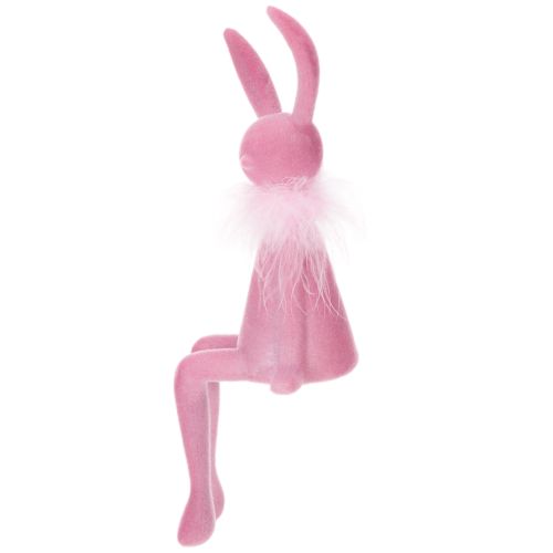 Article Figurine de lapin de Pâques avec boa en plumes, à poser sur une étagère, figurine décorative de Pâques, 27 cm, 2 pièces