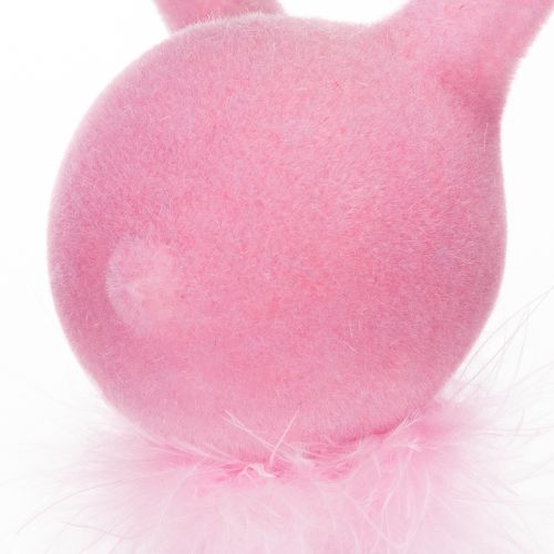 Article Décoration de Pâques : lapin à poser sur une étagère ou un buffet, avec boa en plumes, 36 cm, lot de 2.