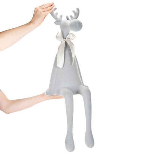 Figurine décorative d'élan floqué avec nœud, à poser sur une étagère, 80 cm | Floristik24.be