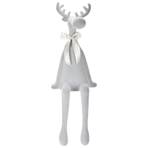 Figurine décorative d'élan floqué avec nœud, à poser sur une étagère, 80 cm | Floristik24.be