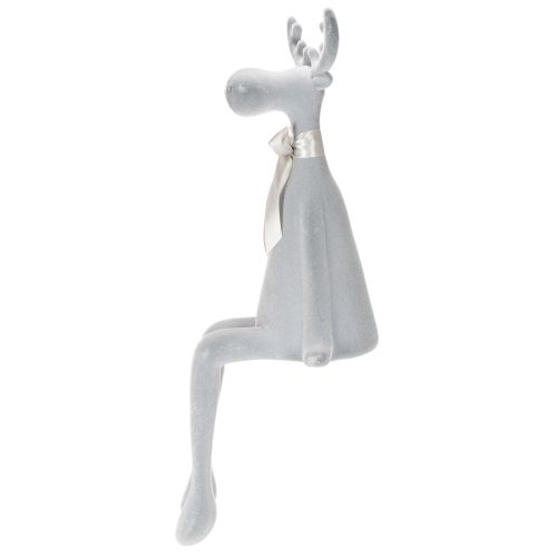 Figurine décorative d'élan floqué avec nœud, à poser sur une étagère, 80 cm | Floristik24.be