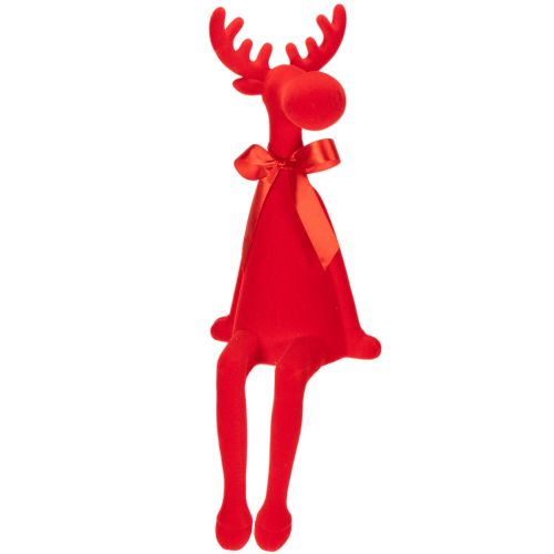 Figurine décorative d'élan avec nœud, assis, floqué, à poser sur une étagère, 54 cm acheter | Floristik24.be