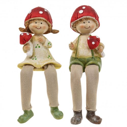 Floristik24 Étagère tabouret figurines décoratives garçon et fille champignon enfants 2pcs