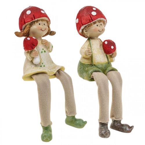 Floristik24 Étagère tabouret figurines décoratives garçon et fille champignon enfants 2pcs
