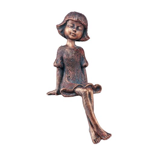 Floristik24 Figurine de jardin assise fille assise bronze 52cm
