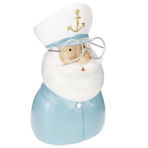 Figurine de capitaine, décor maritime avec lunettes et chapeau, 16 cm