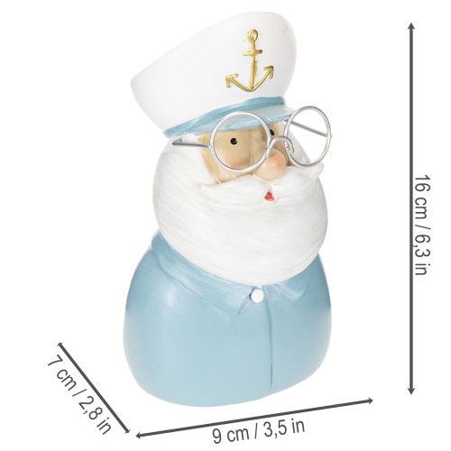 Figurine de capitaine, décor maritime avec lunettes et chapeau, 16 cm | Floristik24.be