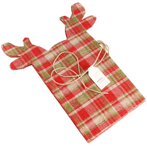 Floristik24 Sac cadeau à carreaux en tissu Renne de Noël 22×28cm 5 pcs