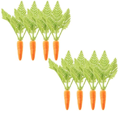 Article Carotte déco carottes floquées orange vert H23cm 8 pcs