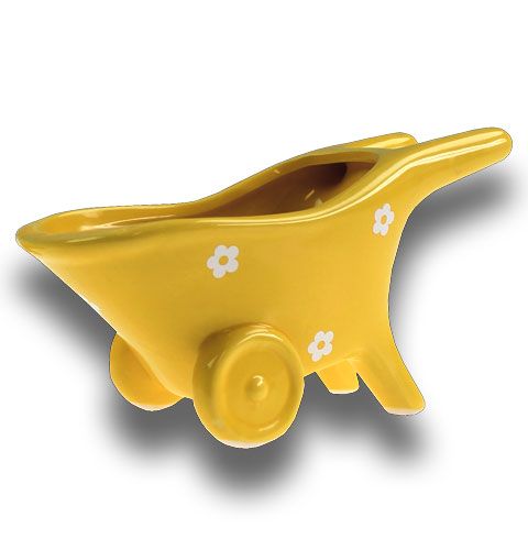 Floristik24 Brouette en céramique jaune 16,5 cm