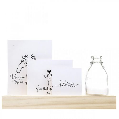 Floristik24 Porte carte bois Porte photo bois mini vase 25×7.5×12cm