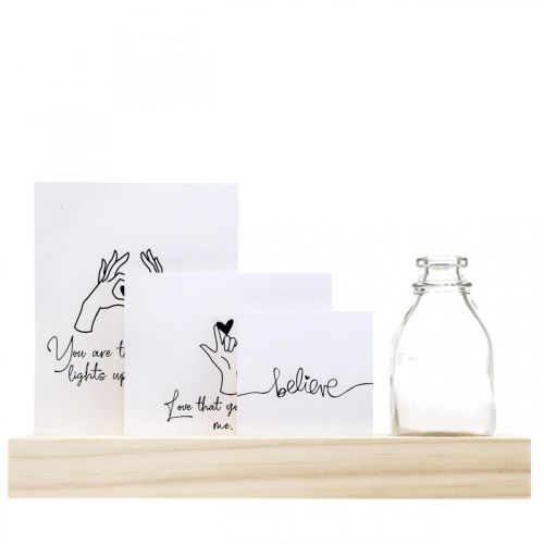 Floristik24 Porte carte bois Porte photo bois mini vase 25×7.5×12cm