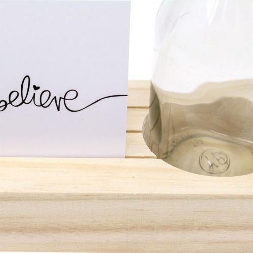Floristik24 Porte carte bois Porte photo bois mini vase 25×7.5×12cm
