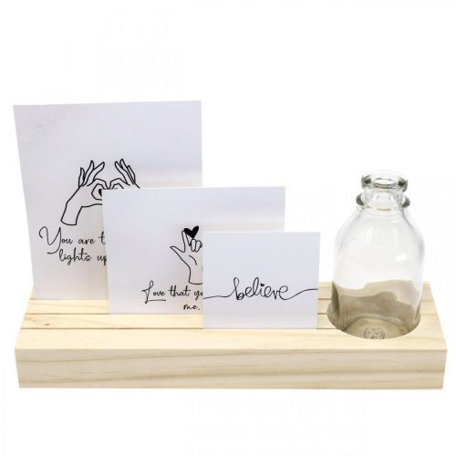 Floristik24 Porte carte bois Porte photo bois mini vase 25×7.5×12cm