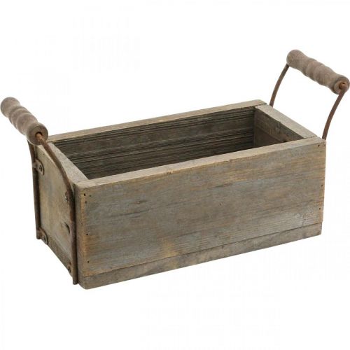Floristik24 Jardinière, boite décorative, boite en bois avec anses, boite artisanale Shabby Chic L25cm H10cm