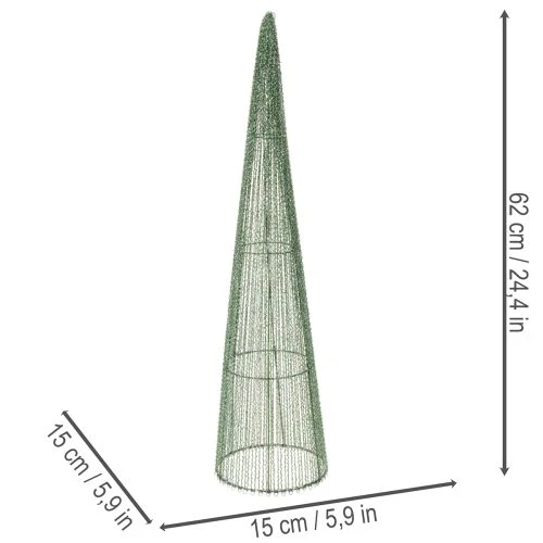 Cônes à fleurs en métal vert, pour compositions florales, 62 cm, lot de 2 | Floristik24.be