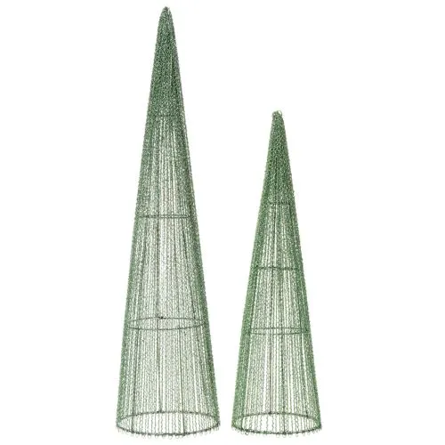 Cônes à fleurs en métal vert, pour compositions florales, 62 cm, lot de 2 | Floristik24.be