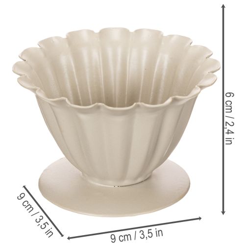 Bol, gobelet, calice de fleur, décor couleur crème, 9 cm | Floristik24.be