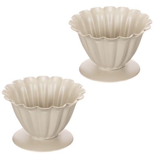 Bol, gobelet, calice de fleur, décor couleur crème, 9 cm | Floristik24.be