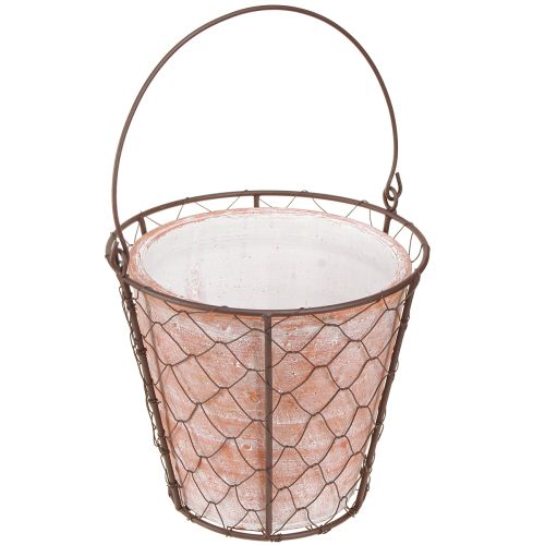 Floristik24 Pot de fleurs en céramique avec anse en métal marron Ø18cm