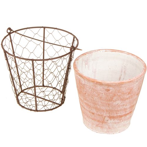 Article Pot de fleurs en céramique avec anse en métal marron Ø18cm