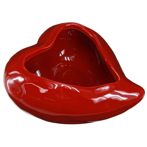 Article Bol rouge coeurs décoratifs en céramique brillant 13×15×6,5cm 2 pcs