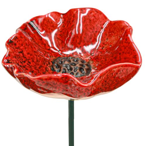 Floristik24 Tuteur de jardin décoratif en céramique pour fleurs de pavot coquelicot rouge Ø8cm 4 pièces