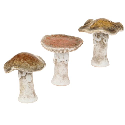 Champignons décoratifs en céramique pour décoration de table rouge marron jaune H6cm 6 pcs